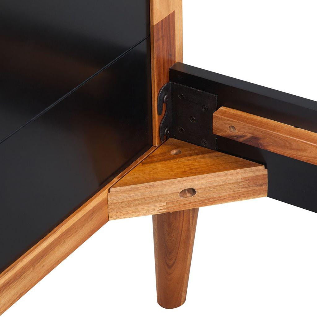 Bed Frame Black Solid Acacia Wood 180x200 cm