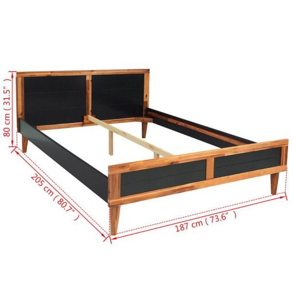 Bed Frame Black Solid Acacia Wood 180x200 cm