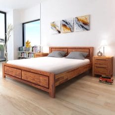 Bed Frame Brown Solid Acacia Wood 180x200 cm