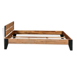 Bed Frame Solid Acacia Wood Steel 180x200 cm 6FT Super King