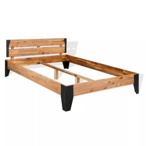 Bed Frame Solid Acacia Wood Steel 180x200 cm 6FT Super King