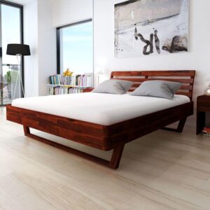 Bed with Bedside Cabinet Acacia Wood Brown 180 cm