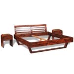 Bed with Bedside Cabinet Acacia Wood Brown 180 cm 1