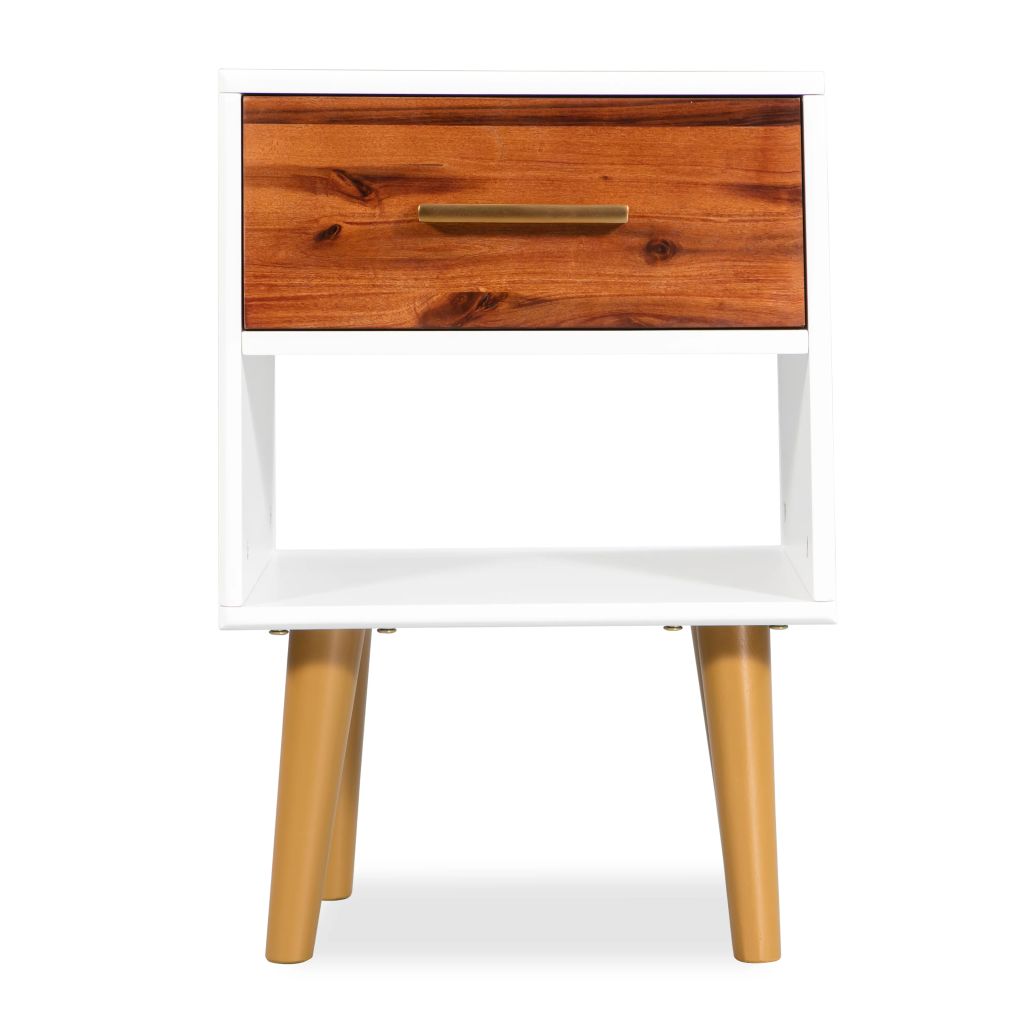 Bedside Cabinet Solid Acacia Wood 40x30x45 cm