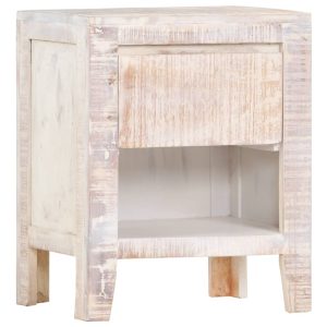 Bedside Cabinet White 40x30x50 cm Solid Acacia Wood