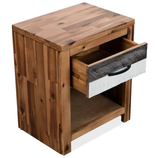 Bedside Table Solid Acacia Wood 40X30X48 Cm
