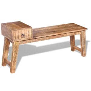 Bench with Drawer Solid Wood 120x36x60 cm