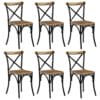 Casa Black Cross Chairs 6 pcs Solid Mango Wood