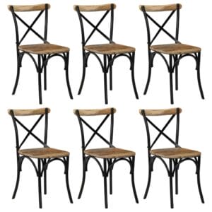 Casa Black Cross Chairs 6 pcs Solid Mango Wood
