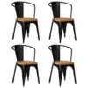 Casa Black Steel Frame Dining Chairs x4 Solid Mango Wood