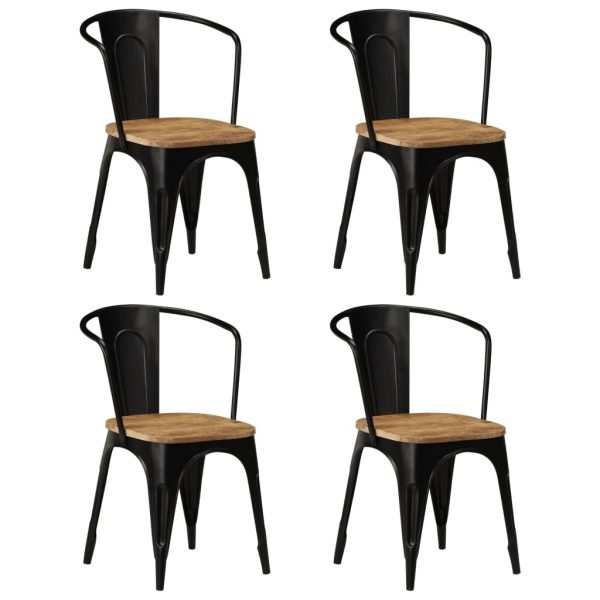 Casa Black Steel Frame Dining Chairs X4 Solid Mango Wood