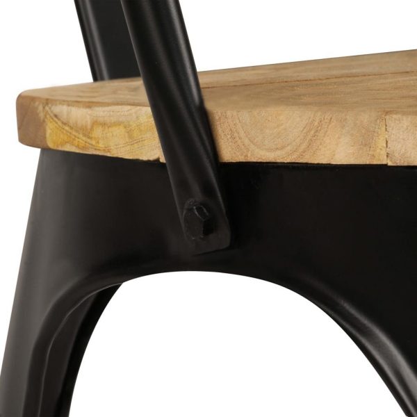 Casa Black Steel Frame Dining Chairs x6 Solid Mango Wood