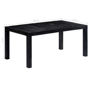 Casa Black Dining Table 180X90X76 Cm Solid Mango Wood