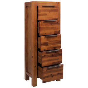 Chest Of Drawers Solid Acacia Wood 45X32X115 Cm