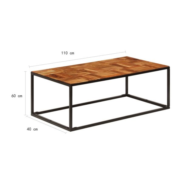 Coffee Table 110x40x60 cm Solid Acacia Wood and Steel