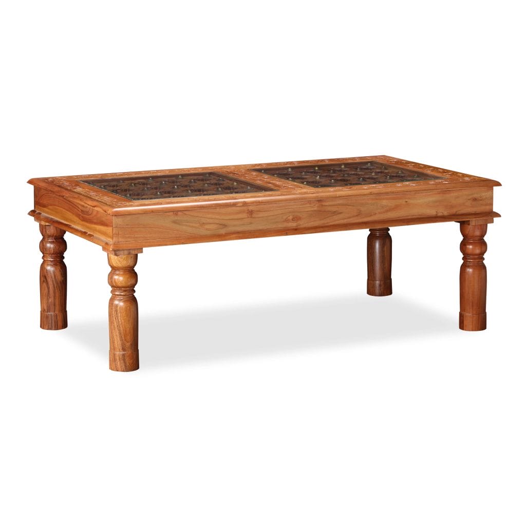 110cm Jali Indian Style Thakat Coffee Table Solid Acacia Wood