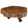 Small Log Coffee Table On Casters Acacia Wood 60x55x25cm