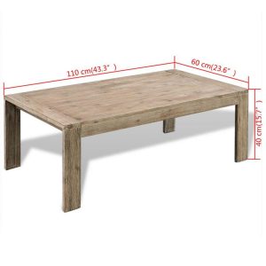 Coffee Table Solid Brushed Acacia Wood 110x60x40 cm