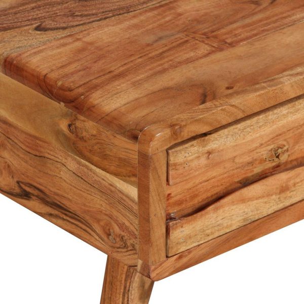 Coffee Table Solid Wood With Carved Drawer 100X50X40 Cm
