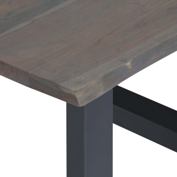 Coffee Table With Live Edges Grey 60X60X40 Cm Solid Acacia Wood