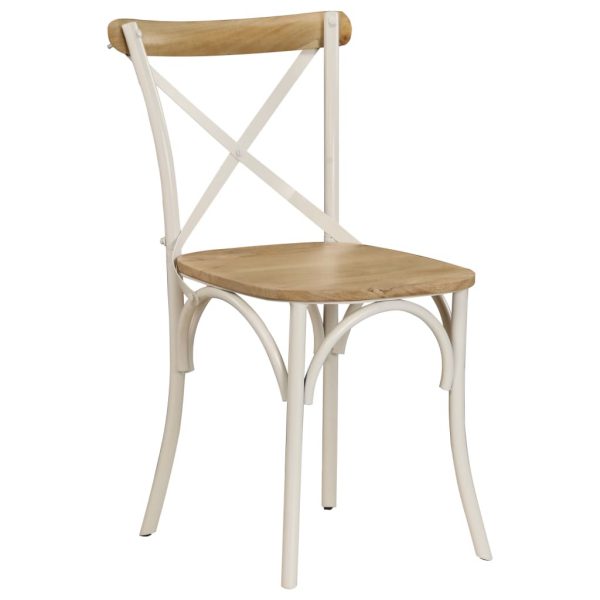 Cross Chairs 4 Pcs White Solid Mango Wood