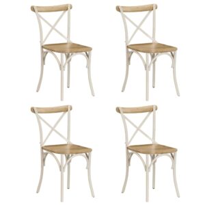 Cross Chairs 4 pcs White Solid Mango Wood