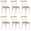 Cross Chairs 6 pcs White Solid Mango Wood