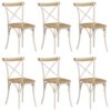 Cross Chairs 6 pcs White Solid Mango Wood
