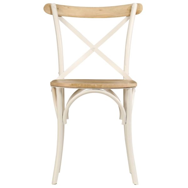 Cross Chairs 6 Pcs White Solid Mango Wood