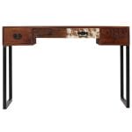 Desk Solid Sheesham Wood and Real Leather 117x50x76 cm 4