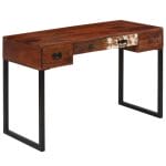 Desk Solid Sheesham Wood and Real Leather 117x50x76 cm 1