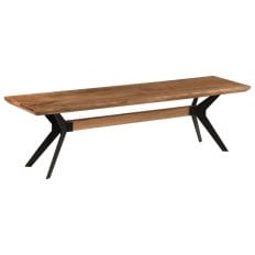 Industrial Design Dining Bench Solid Acacia Wood and Steel 160x40x45 cm