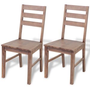 Dining Chairs 2 pcs Solid Acacia Wood 42x49x90 cm