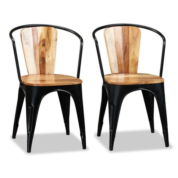 Dining Chairs 2 Pcs Solid Acacia Wood
