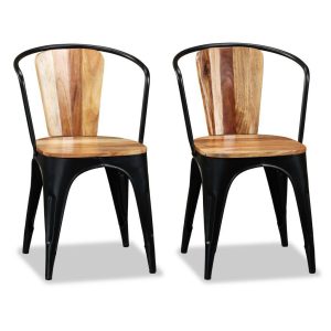 Dining Chairs 2 Pcs Solid Acacia Wood