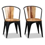 Dining Chairs 2 pcs Solid Acacia Wood 3