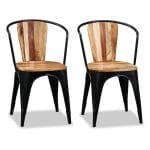 Dining Chairs 2 pcs Solid Acacia Wood 4