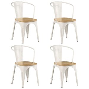 Dining Chairs 4 pcs White Solid Mango Wood