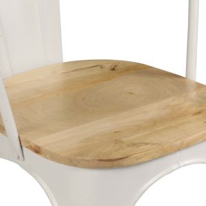 Dining Chairs 4 Pcs White Solid Mango Wood