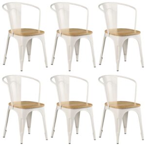 Dining Chairs 6 pcs White Solid Mango Wood