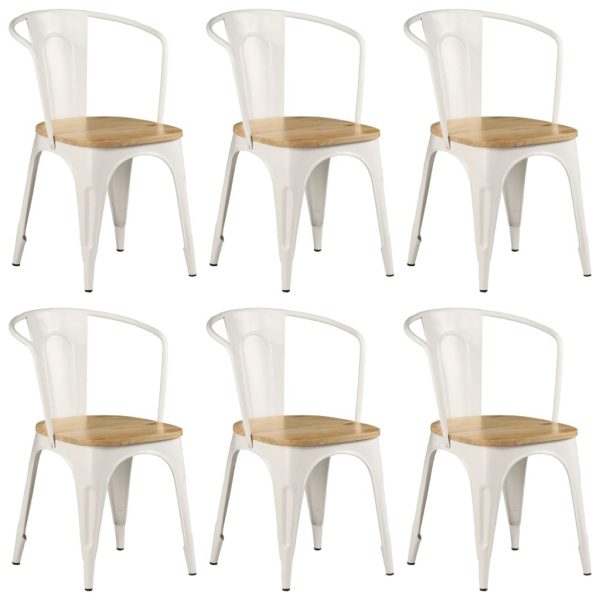 Dining Chairs 6 Pcs White Solid Mango Wood