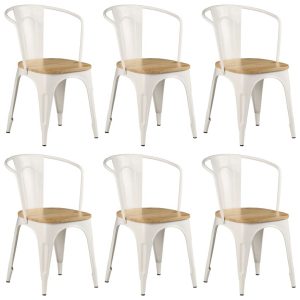 Dining Chairs 6 pcs White Solid Mango Wood