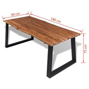 Dining Table Solid Acacia Wood 180X90 Cm