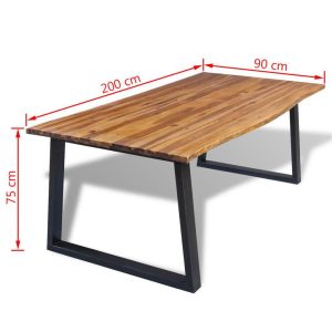 Dining Table Solid Acacia Wood 200X90 Cm