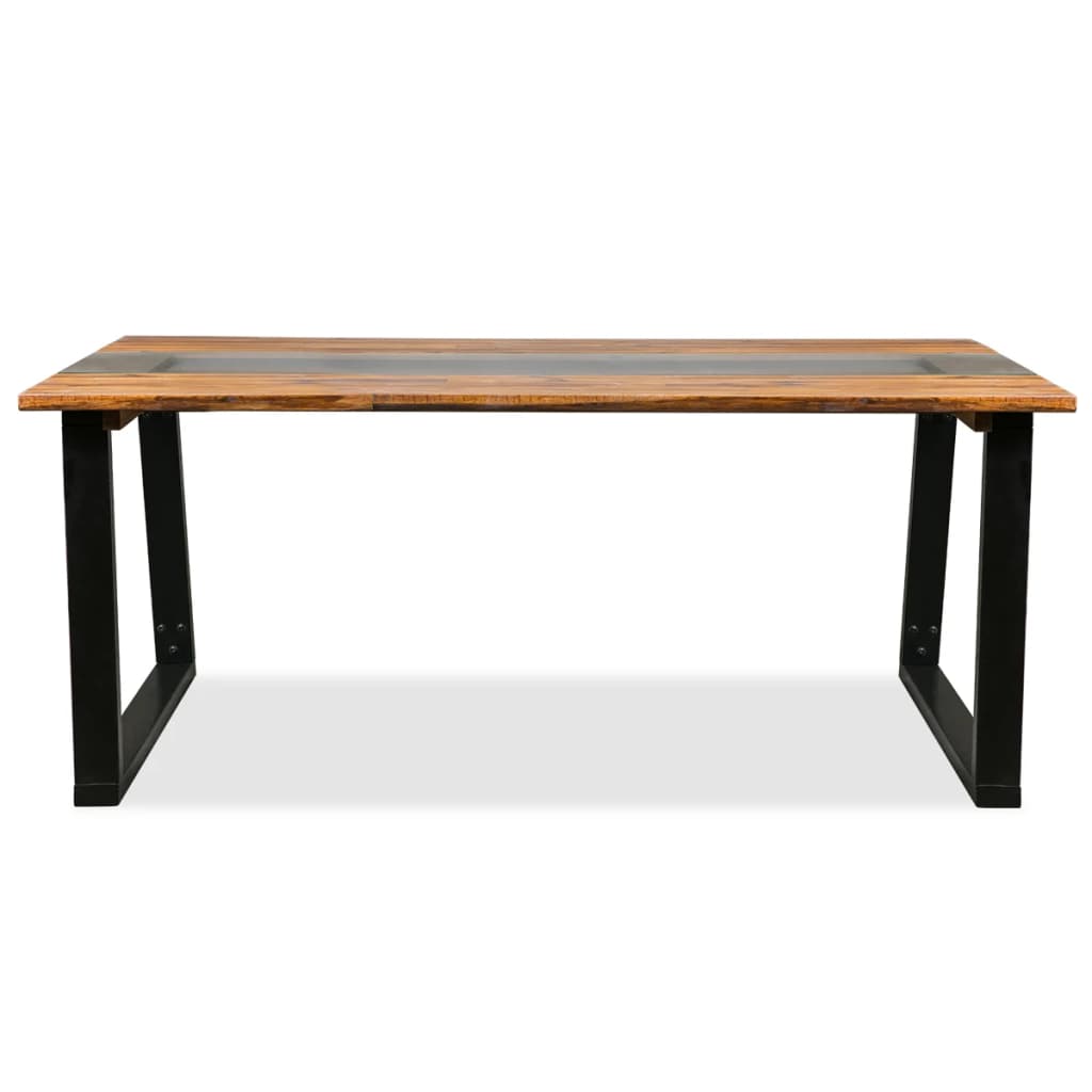 Dining Table Solid Acacia Wood and Glass 180x90x75 cm