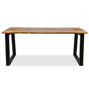 Dining Table Solid Acacia Wood And Glass 180X90X75 Cm