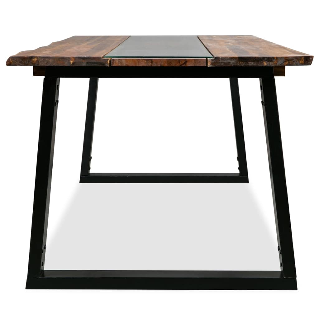 Dining Table Solid Acacia Wood and Glass 180x90x75 cm