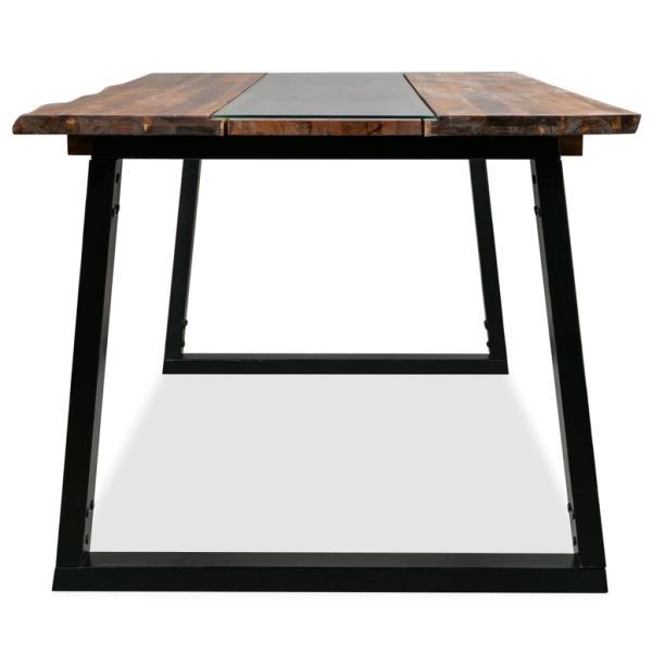 Dining Table Solid Acacia Wood And Glass 180X90X75 Cm
