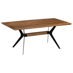 Dining Table Solid Acacia Wood and Steel 180x90x76 cm