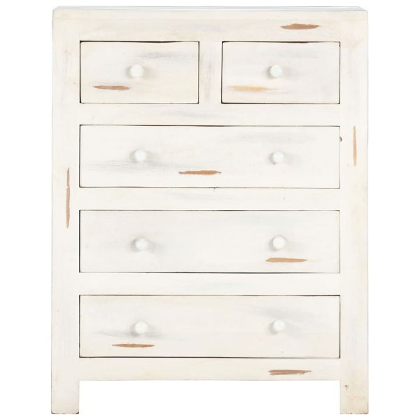 Drawer Cabinet White 58x30x75 cm Solid Acacia Wood
